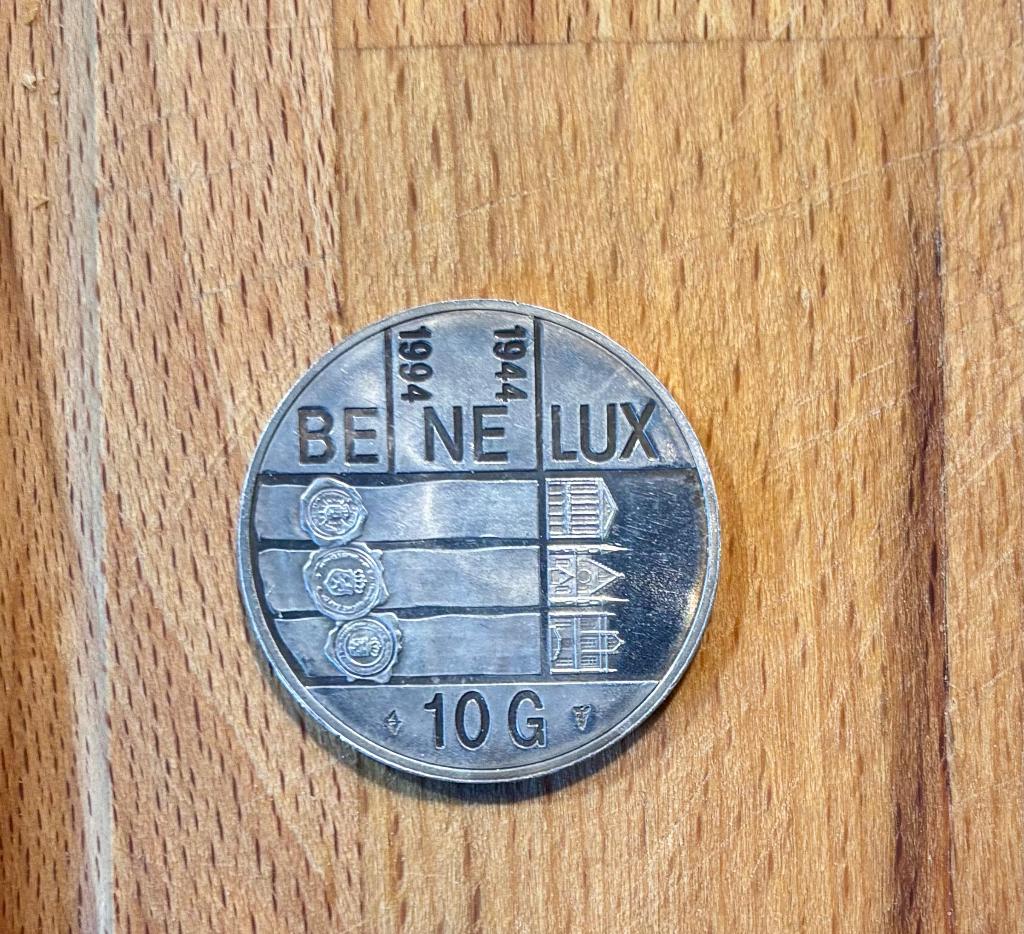 Zilveren 10 gulden Benelux 1944-1994, Postzegels en Munten, Munten | Nederland, Koningin Beatrix, Zilver, Ophalen of Verzenden
