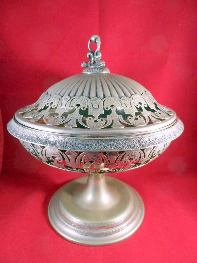 verzilverd-koperen potpourri, Art Deco, Ophalen of Verzenden