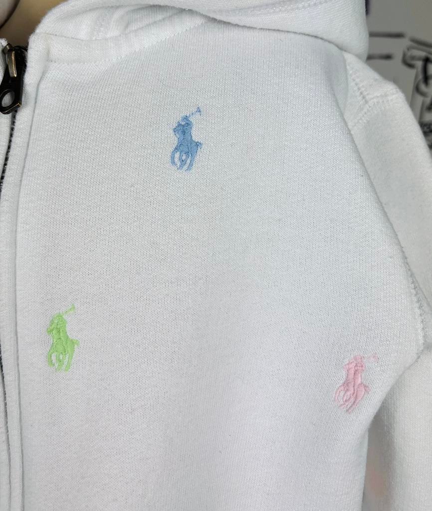 Ralph Lauren wit hoodie vest met logopaardjes maat 8-10, Kinderen en Baby's, Kinderkleding | Maat 128, Trui of Vest, Zo goed als nieuw