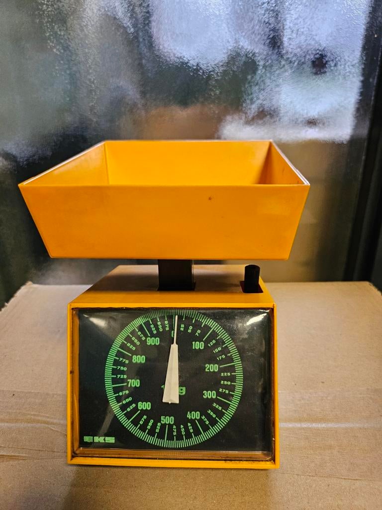 Vintage EKS Keukenweegschaal - geel/oranje, Ophalen of Verzenden, Gebruikt
