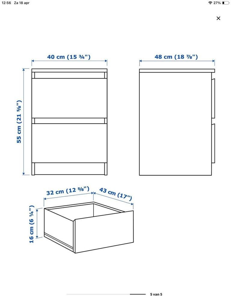 Malm ikea kastjes, Huis en Inrichting, Kasten | Ladekasten, Ophalen, Zo goed als nieuw