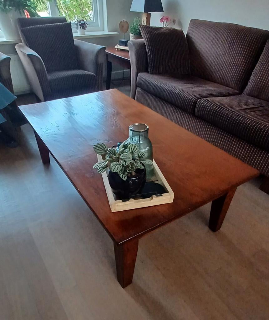 Teak houten salontafel., Ophalen, Gebruikt, 100 tot 150 cm, Teakhout