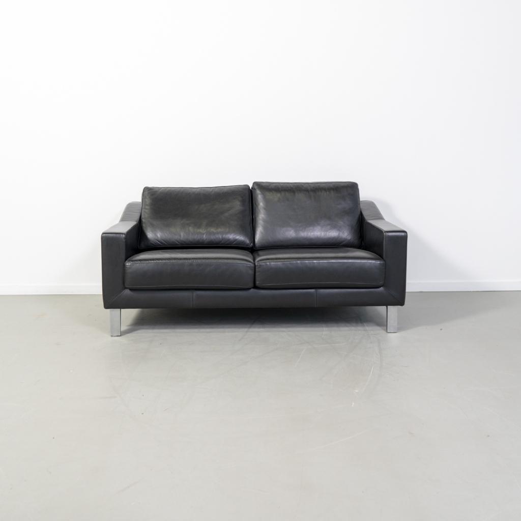 1x Leolux Antonia Bank 2,5-zits/180cm Zwart Leer - Gepolijst, Huis en Inrichting, Niet ingevuld, Overige maten, 150 tot 200 cm