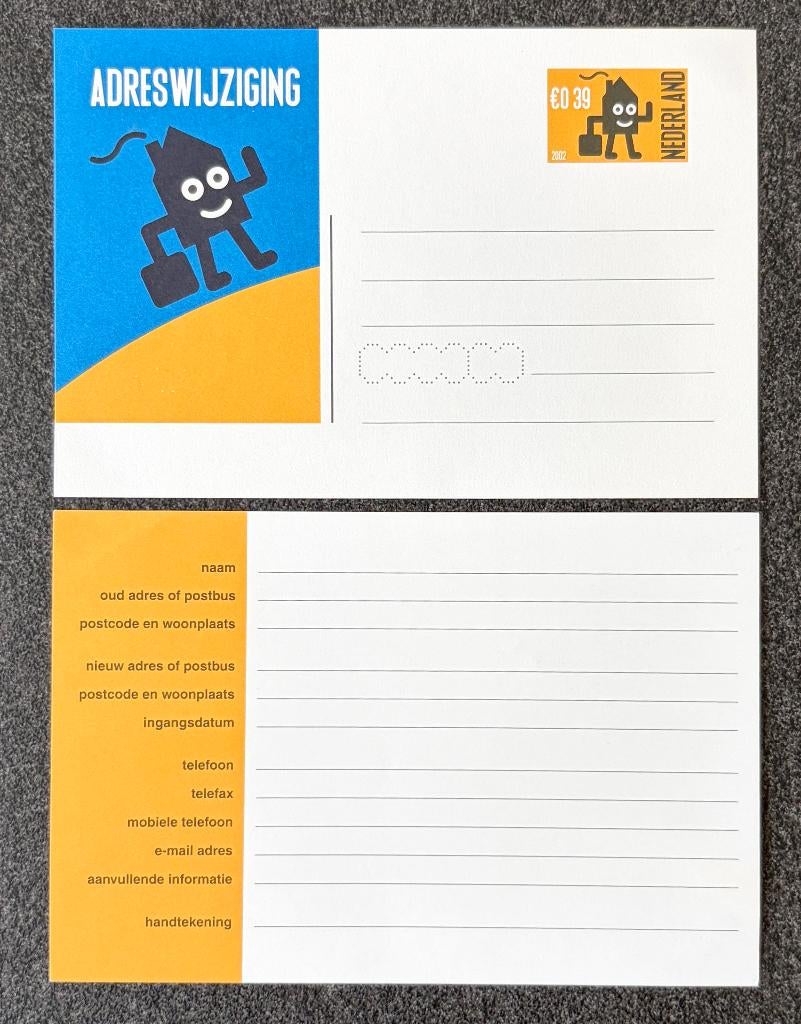 Adreswijziging € 0,39 Nederland 2 stuks, Ophalen of Verzenden, Briefkaart