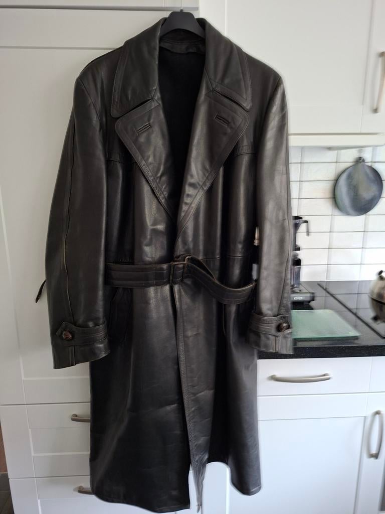 Lange leren jas, Ophalen, Zo goed als nieuw, Maat 56/58 (XL), Bruin