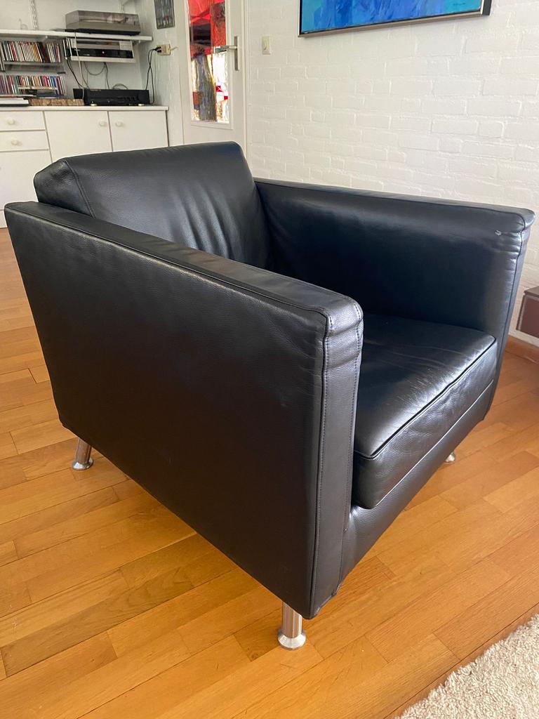 Minotti leren fauteuil, Ophalen, Zo goed als nieuw, 75 tot 100 cm, 50 tot 75 cm