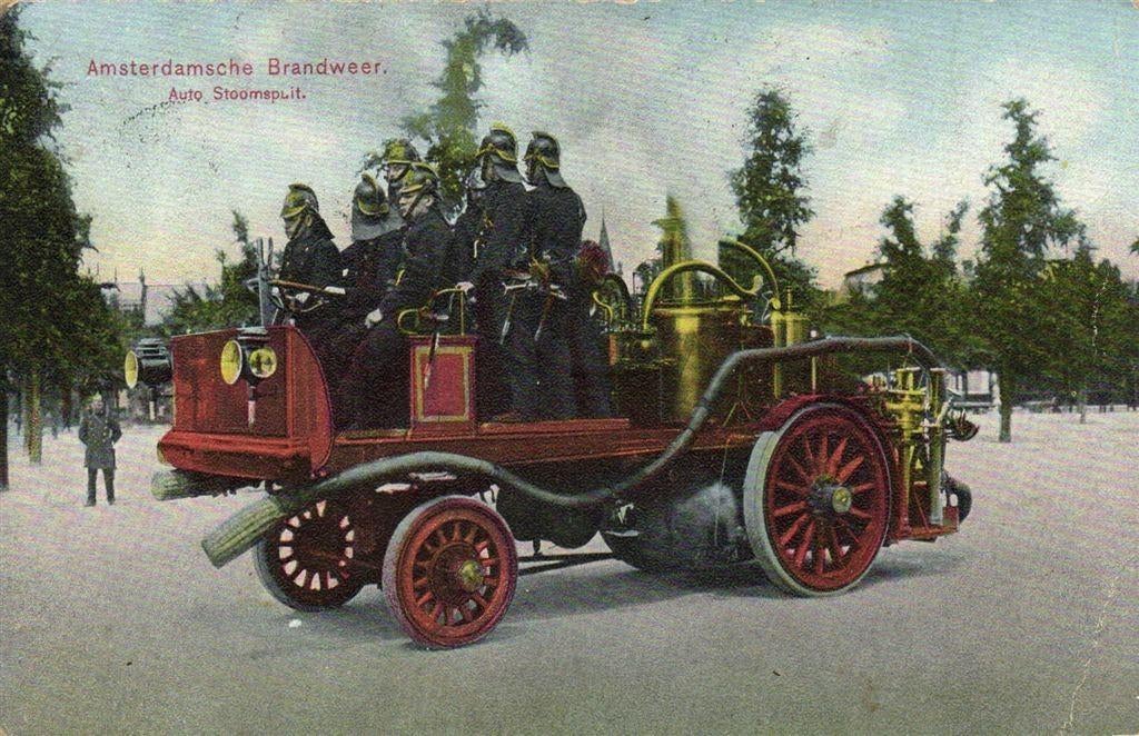 Amsterdamsche Brandweer. Auto Stoomspuit - 1906 gelopen, Verzenden, Voor 1920, Gelopen, Zuid-Holland