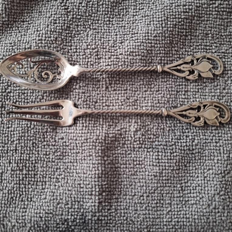 Gember lepel en vork, Antiek en Kunst, Antiek | Bestek, Ophalen of Verzenden