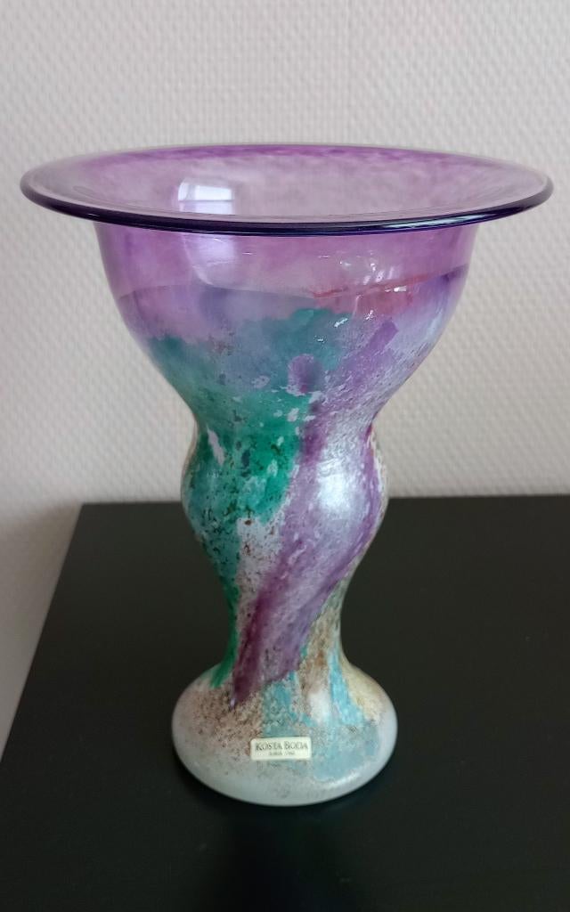Kosta Boda CanCan vaas paars multicolor Kjell Engman, Zweden, Ophalen of Verzenden