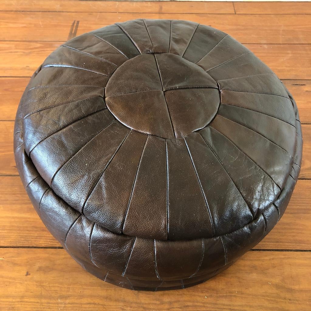 Vintage patchwork poef, vintage design, Minder dan 50 cm, Rond, Minder dan 50 cm, Ophalen of Verzenden