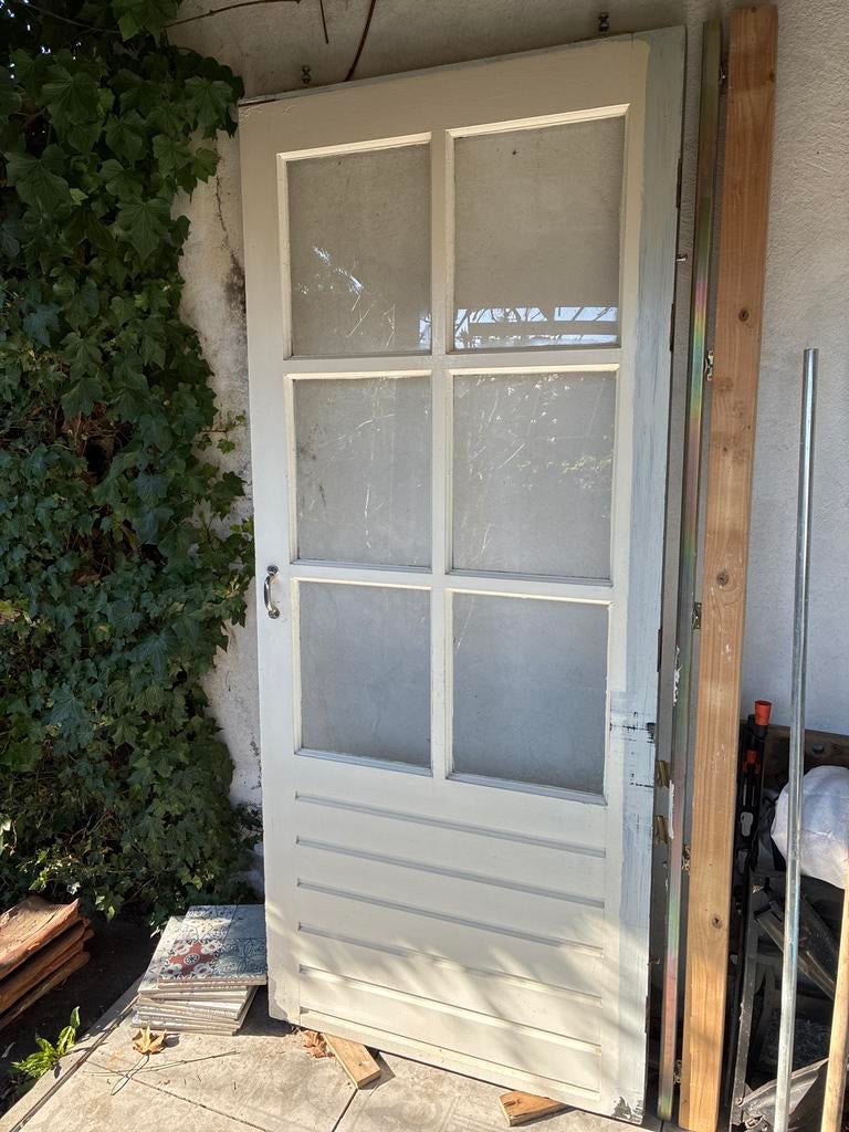 Massieve schuifdeur jaren 30 stijl, Doe-het-zelf en Verbouw, Deuren en Horren, Ophalen, Gebruikt, 80 tot 100 cm, Binnendeur