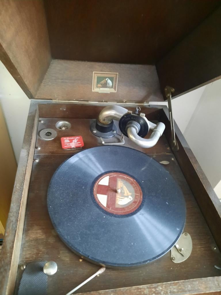 Antieke koffer grammofoons met heel 78 toeren platen, Antiek en Kunst, Ophalen