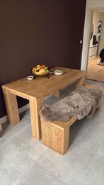 TEAB Steigerhouten eettafel en bankje, Ophalen, 50 tot 100 cm, Zo goed als nieuw, 150 tot 200 cm