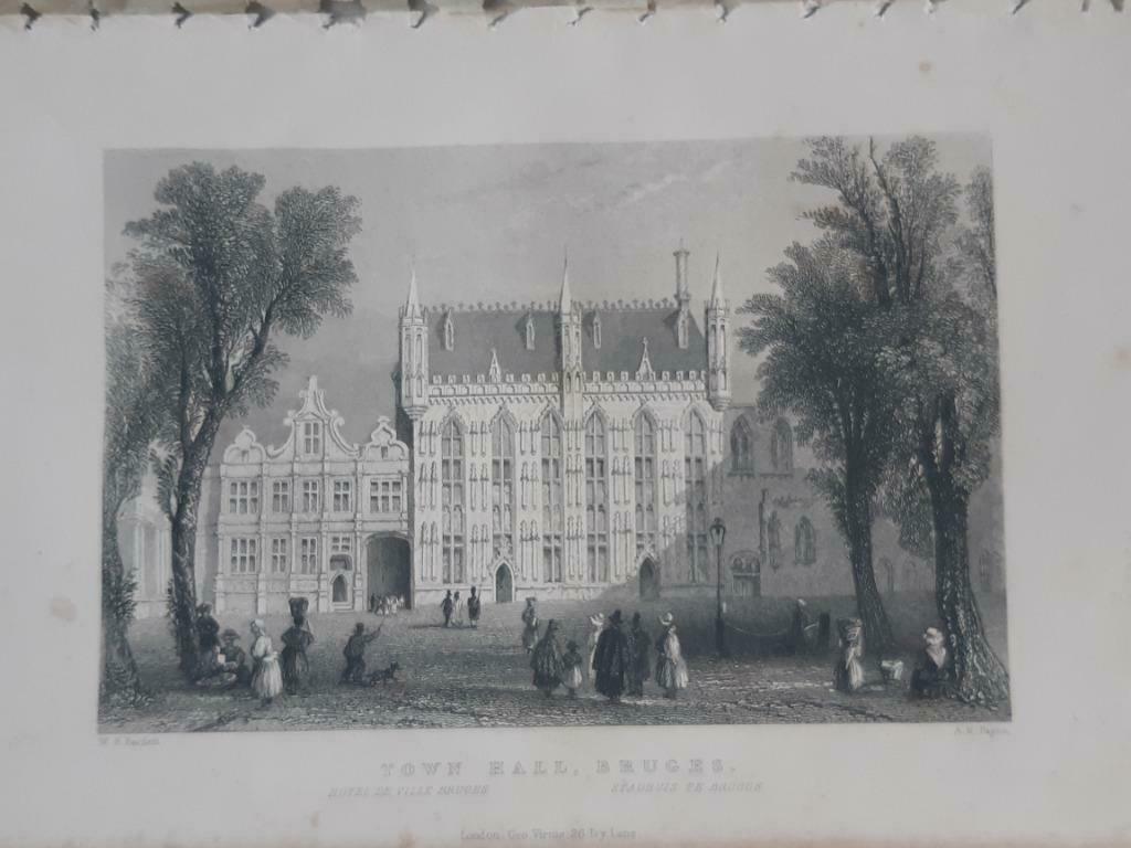 062/ Stadhuis van Brugge in België staalgravure uit 1835, Ophalen of Verzenden