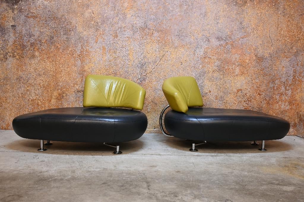 IZG Staat twee fraaie Leolux Kikko design chaise longues, Leolux, 75 tot 100 cm, Ophalen of Verzenden, Zo goed als nieuw