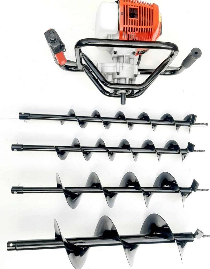Grondboor set benzinemotor met 4 boren nieuw, Tuin en Terras, Hand-tuingereedschap, Nieuw, Grondboor, Ophalen of Verzenden