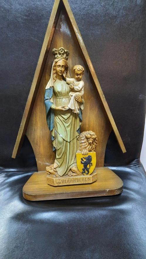 OLV van Vlaanderen Houten Beeld, Antiek en Kunst, Antiek | Religie, Ophalen of Verzenden