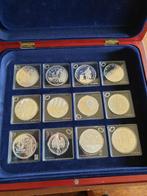 12x diverse zilveren Euromunten, in houten kist (K1), Zilver, Ophalen of Verzenden