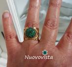 Goudkleurige Boho Ring met Leaves met Groene steen, Sieraden, Tassen en Uiterlijk, Ringen, Nieuw, Goud, 17 tot 18, Dame