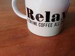 Witte mok “Relax & drink coffee all day”, Verzenden, Gebruikt, Gebruiksvoorwerp