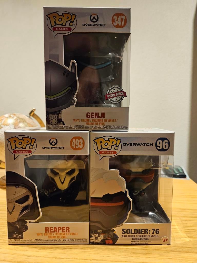 Overwatch Funko Pops - Soldier, Genji, Reaper (Vaulted), Ophalen of Verzenden, Zo goed als nieuw