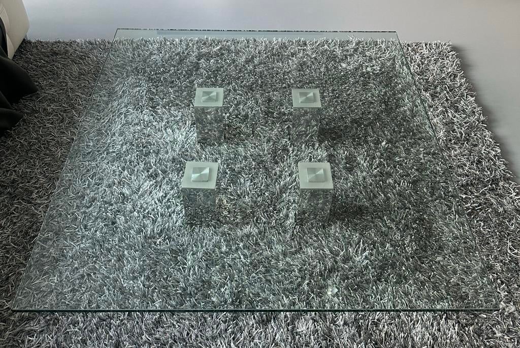 Glazen salontafel ter waarde van €1200, Huis en Inrichting, Tafels | Salontafels, Ophalen of Verzenden, Minder dan 50 cm, Rechthoekig