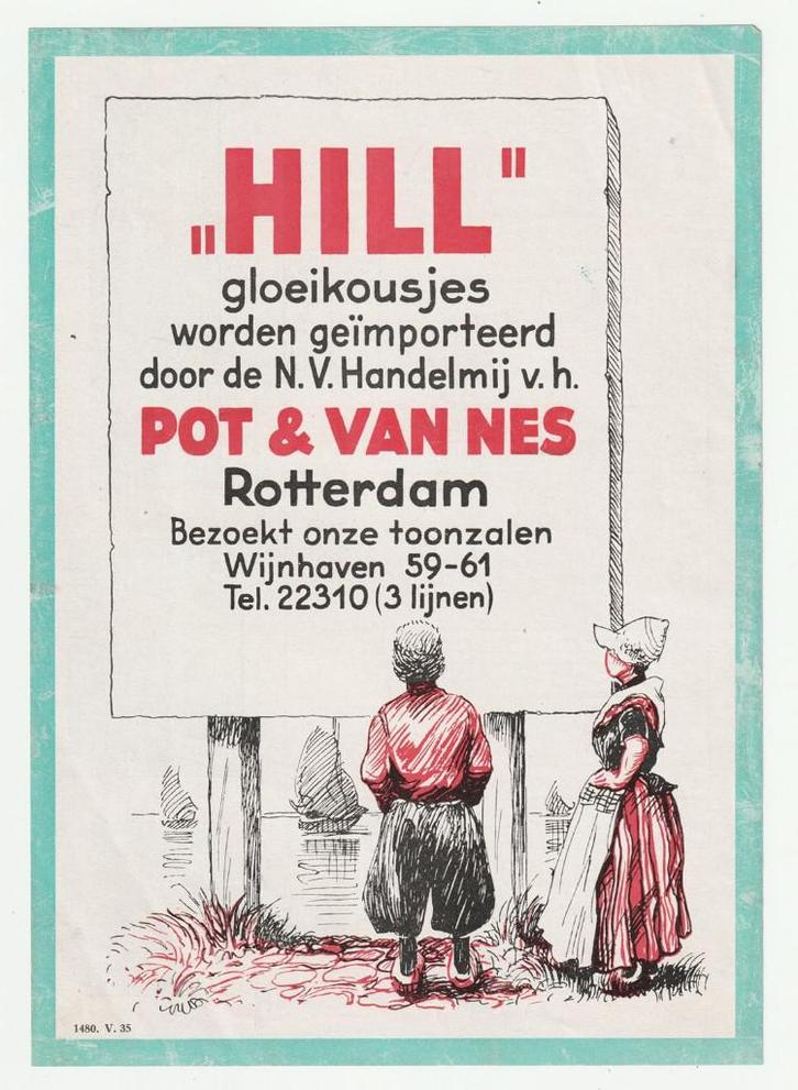 Hill gloeikousjes Pot & van Nes folder / flyer, Boeken, Catalogussen en Folders, Gelezen, Folder, Verzenden