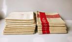 Antiek textiel: 9 x ecru damast keukendoek en 6 x Closetdoek, Ophalen of Verzenden