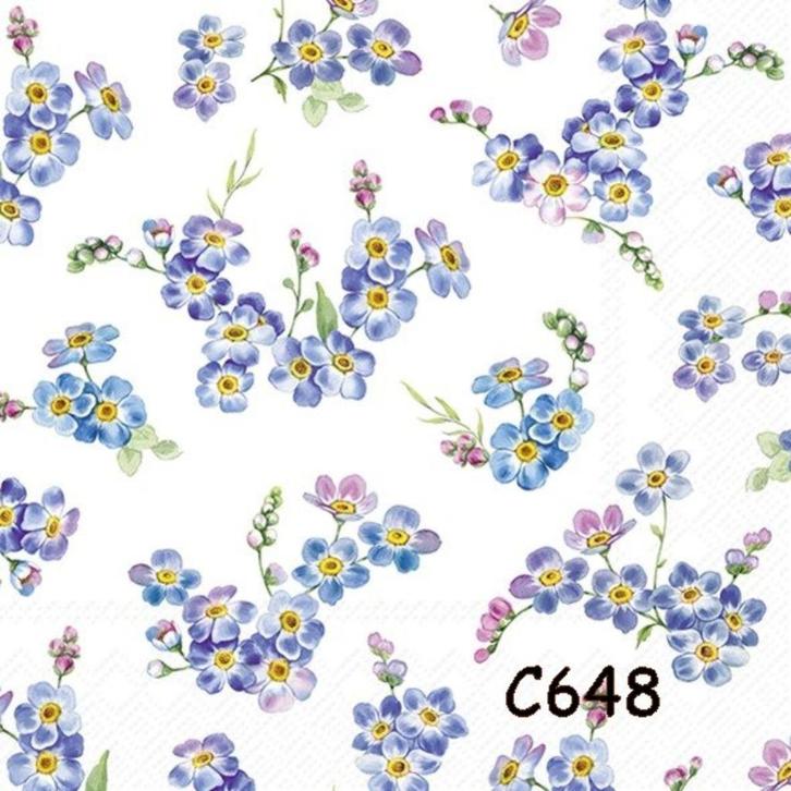 Servetten decoupage/bullet journal * vergeet me nietjes C648, Hobby en Vrije tijd, Knutselen, Nieuw, Materiaal, Verzenden