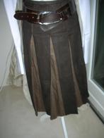 THE BARN ROK MT 36/38 plooien leer en stof bruin NIEUW, Bruin, Nieuw, Ophalen of Verzenden, Maat 36 (S)