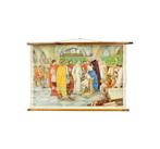 Educatieve Oude Schoolplaat Geschiedenis Karel de Grote 94cm, Antiek en Kunst, Antiek | Schoolplaten, Ophalen of Verzenden, Geschiedenis