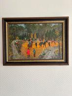 Naïve kunst op doek, 1960, Ophalen of Verzenden