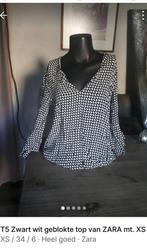 T5 Blouse Top van ZARA zwart wit mt. XS, Ophalen of Verzenden, Lange mouw, Maat 34 (XS) of kleiner, Gedragen