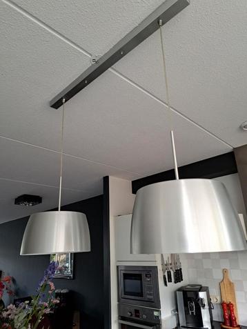 Hanglamp met 2 kappen geborsteld staal beschikbaar voor biedingen