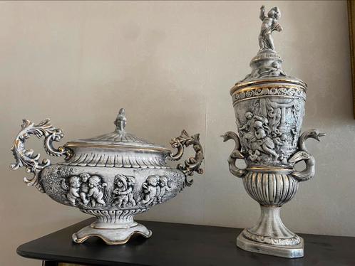 Porseleinen schaal en vaas – Made in Italy – genummerd 757, Antiek en Kunst, Antiek | Woonaccessoires, Ophalen