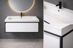 NIEUW Luxe Badkamermeubel 100cm – Mat Wit /Zwart Frame op=op, Huis en Inrichting, Badkamer | Badkamermeubels, Nieuw, Minder dan 100 cm