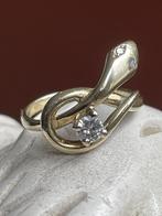 14 karaat gouden slangenring met diamanten ringmaat 14.5, Ophalen of Verzenden, Dame, Goud, Kleiner dan 17