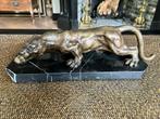 Bronzen beeld van sluipende panter jaguar, Antiek en Kunst, Kunst | Beelden en Houtsnijwerken, Ophalen