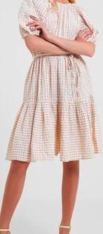 Zomerjurk Geruit Pofmouw Maat S Nieuw, Beige, Nieuw, Ophalen of Verzenden, Knielengte