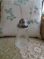 Glazen Suikerstrooier met Verzilverde Dop ** Mimosa **, Antiek en Kunst, Antiek | Glas en Kristal, Ophalen of Verzenden