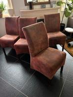 4 Stijlvolle eetkamerstoelen met houten poten, Huis en Inrichting, Stoelen, Ophalen, Gebruikt, Bruin, Vier