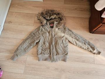 Ribstof Bomberjas met Bont Capuchon - Maat 158 beschikbaar voor biedingen