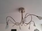 Hanglamp rvs 8 melkglaasjes Steinhauer evt met muurdimmer, Ophalen, Zo goed als nieuw, Glas, Minder dan 50 cm