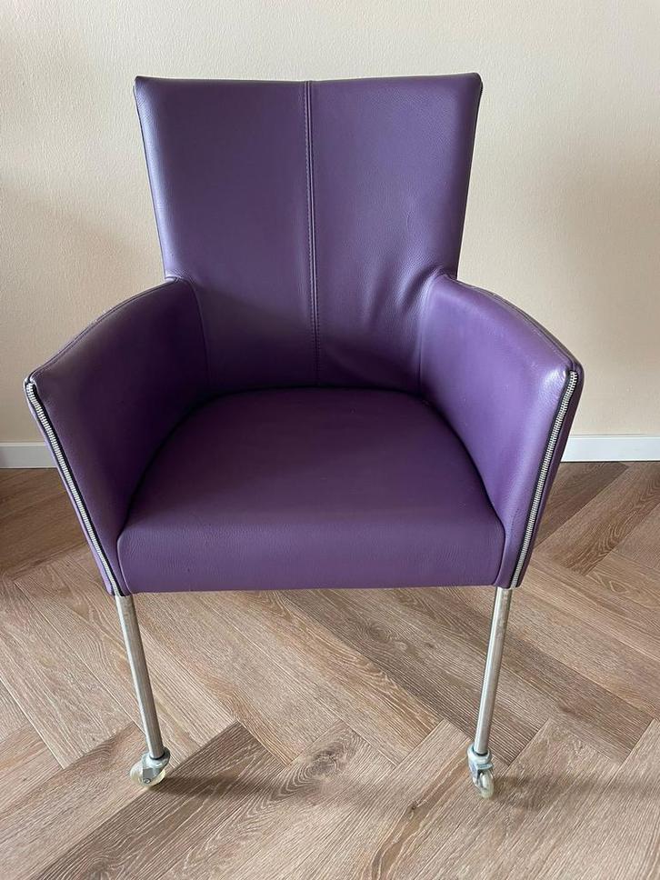 Leren eetkamerstoelen, Huis en Inrichting, Fauteuils, Zo goed als nieuw, Leer, Ophalen