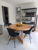 4 zwarte eetkamerstoelen met gebruiksporen, Huis en Inrichting, Stoelen, Ophalen, Gebruikt, Zwart, Vier
