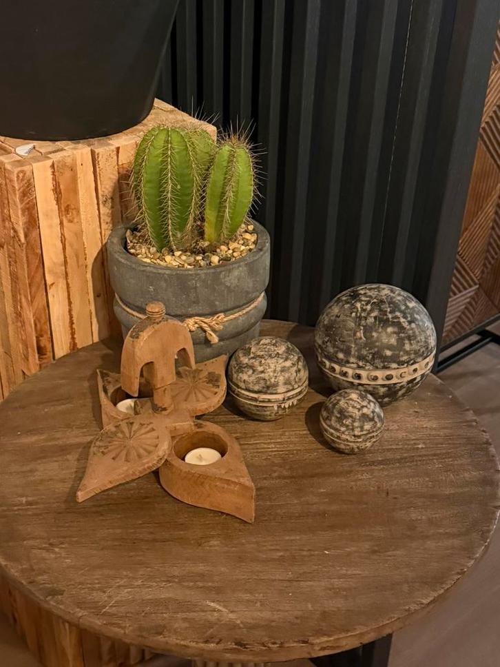 Houten Kruidenpotje met deksel india, Huis en Inrichting, Woonaccessoires | Wanddecoraties, Nieuw, Ophalen of Verzenden