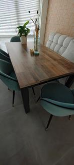 Moderne eettafel houtlook Lamelux 160x90 – De Bommel -Escape, Ophalen, Kunststof, Moderne industriële eettafel in houtlook, 50 tot 100 cm