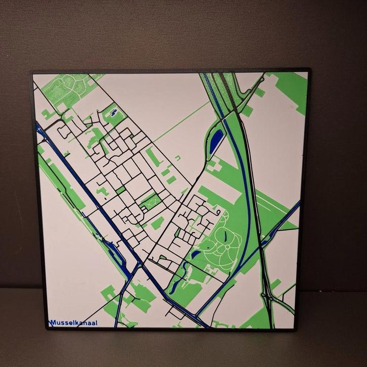 3d geprinte landkaart van musselkanaal, Boeken, Atlassen en Landkaarten, Nieuw, Landkaart, Europa Overig, 2000 tot heden, Ophalen of Verzenden