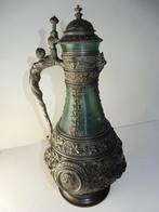 Wijnkaraf Renaissance ca 1870 tin glas, Antiek en Kunst, Ophalen of Verzenden