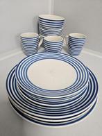 3-delig serviesset met blauwe ringen, Huis en Inrichting, Keuken | Servies, Gebruikt, Ophalen of Verzenden, Overige stijlen, Aardewerk